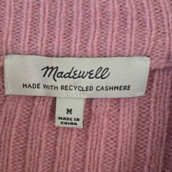 Madewell Resourced Cashmere Ribbed Mockneck Pullover Sweater Flamingo Size M - Picture 6 of 8